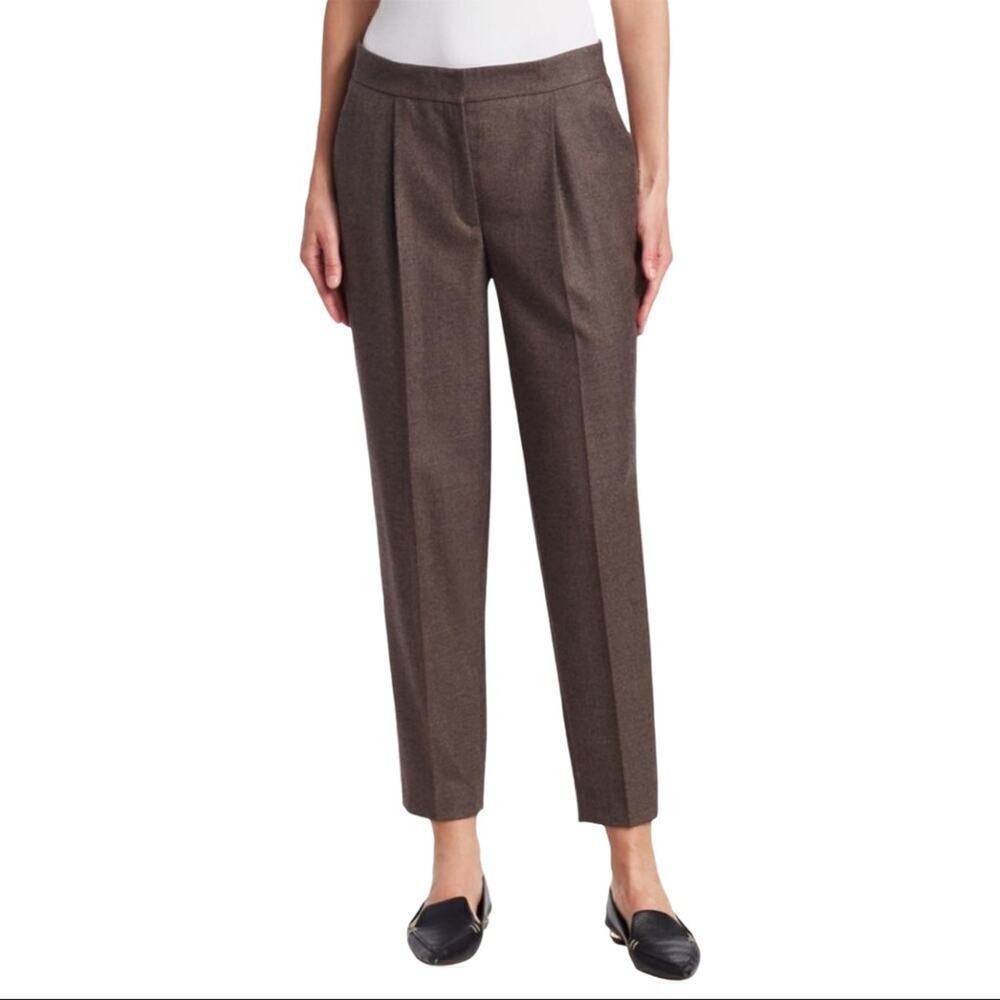New  Akris Punto Maiko Pleated Flattering High Waisted 100% Wool Trousers Pants